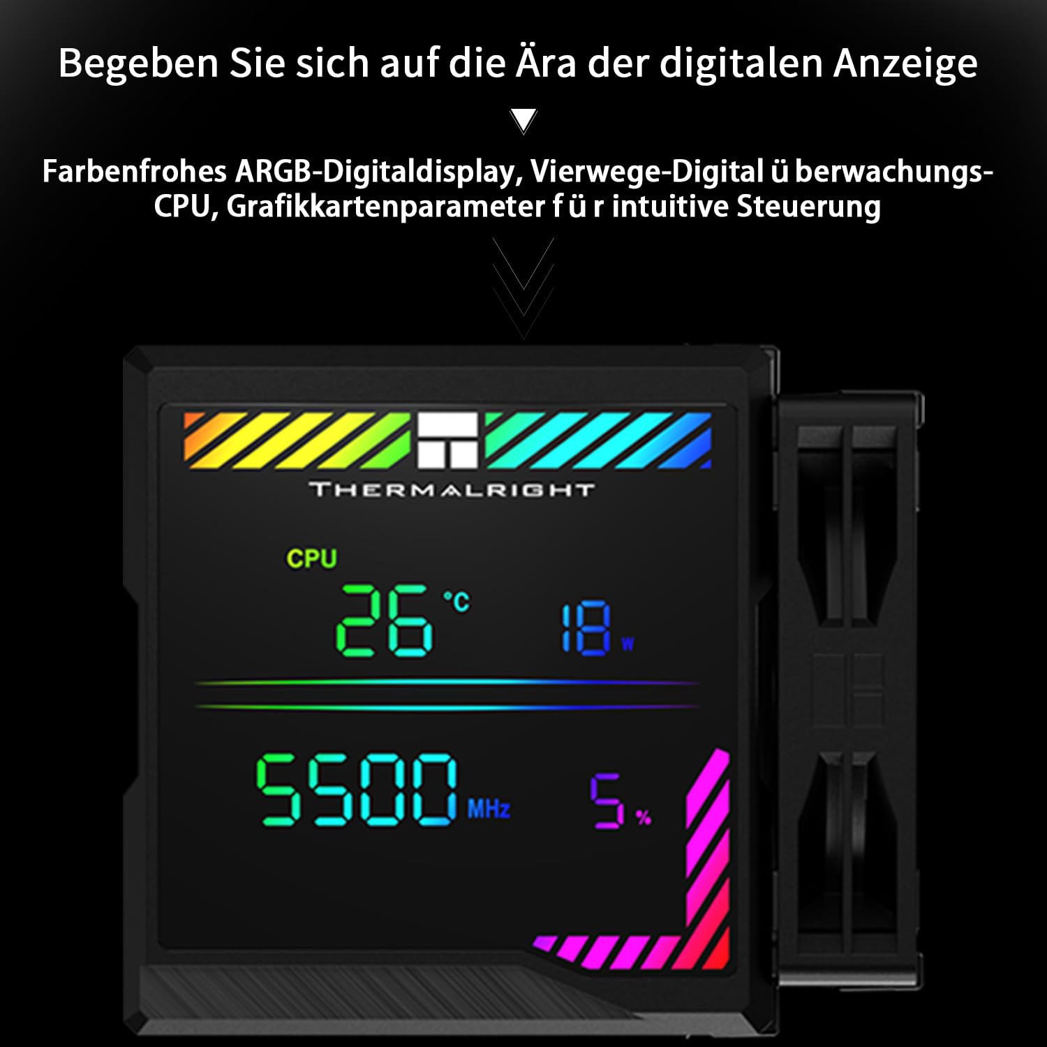 Thermalright TR Peerless Assassin 140 Digital Black Refroidisseur de processeur à air avec 6 caloducs, couvercle d'affichage magnétique, double tours et ventilateurs, pour AM4/AM5 et Intel lga1700