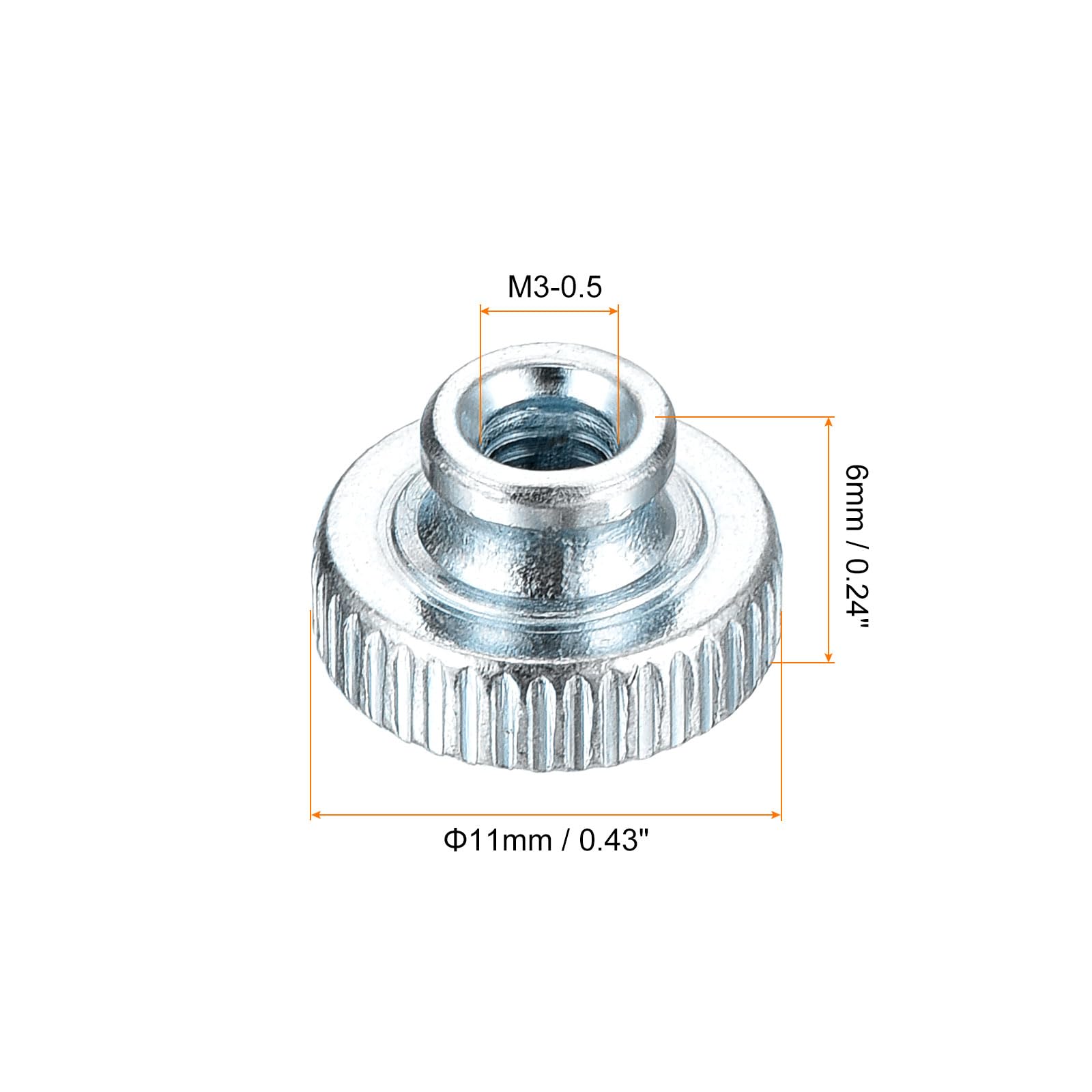 uxcell Knurled Thumb Nuts, 30Pcs M3 x 11 x 6mm Carbon Steel Knurled Nut, Adjusting Round Knobs Fasteners Nuts for 3D Printer Parts, Blue White