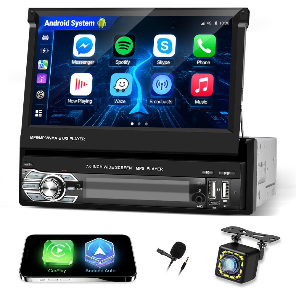 Autoradio 1 Din con Senza Fili Carplay e Android Auto