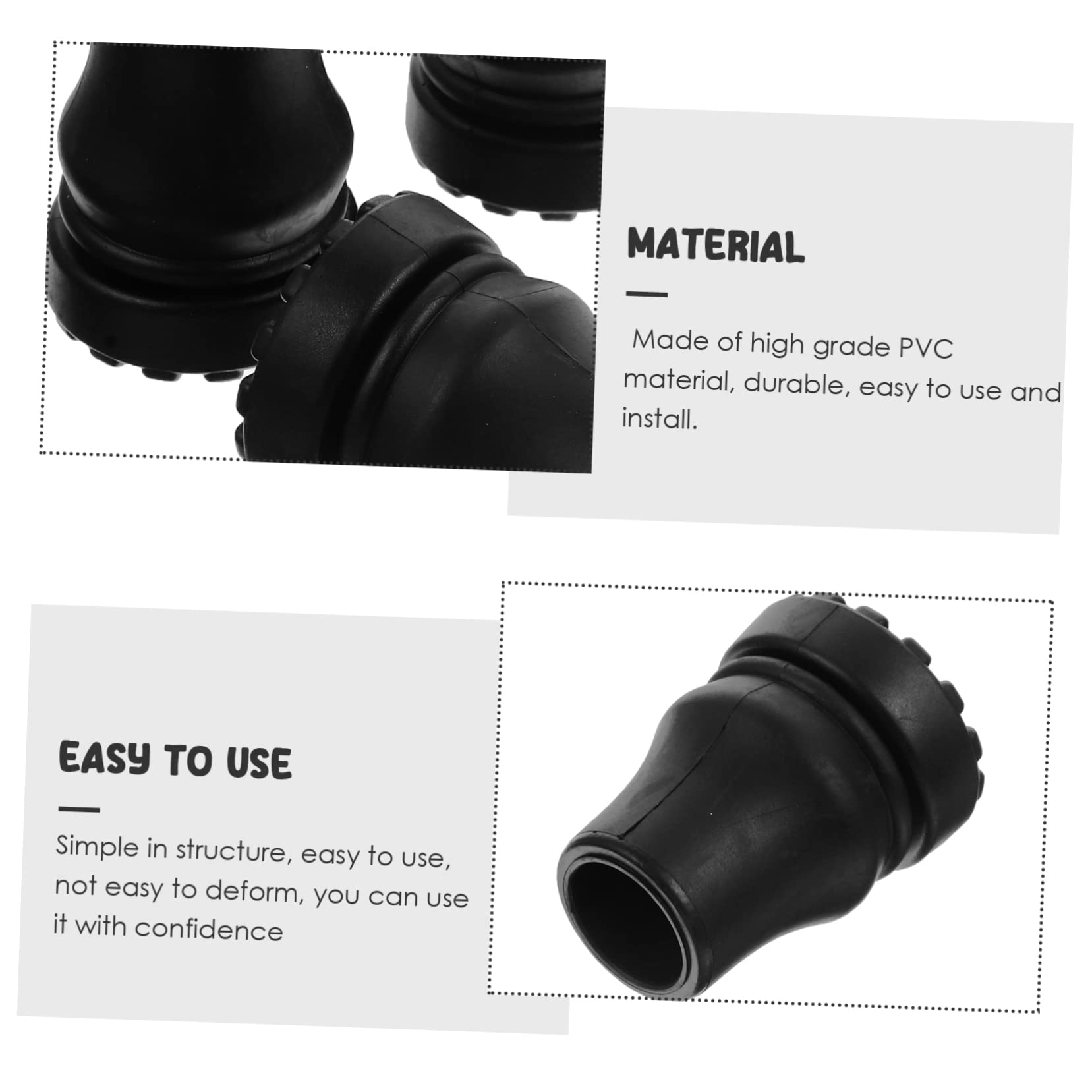 TOVINANNA 4pcs Crutch Pads Crutch Foot Cover Hiking Sticks Tips Protectors Hiking Pole Protector Skid-Proof Crutch Pad Hiking Pole Feet Anti-Skid Crutch Foot Tip Hiking Pole Tips PVC Black