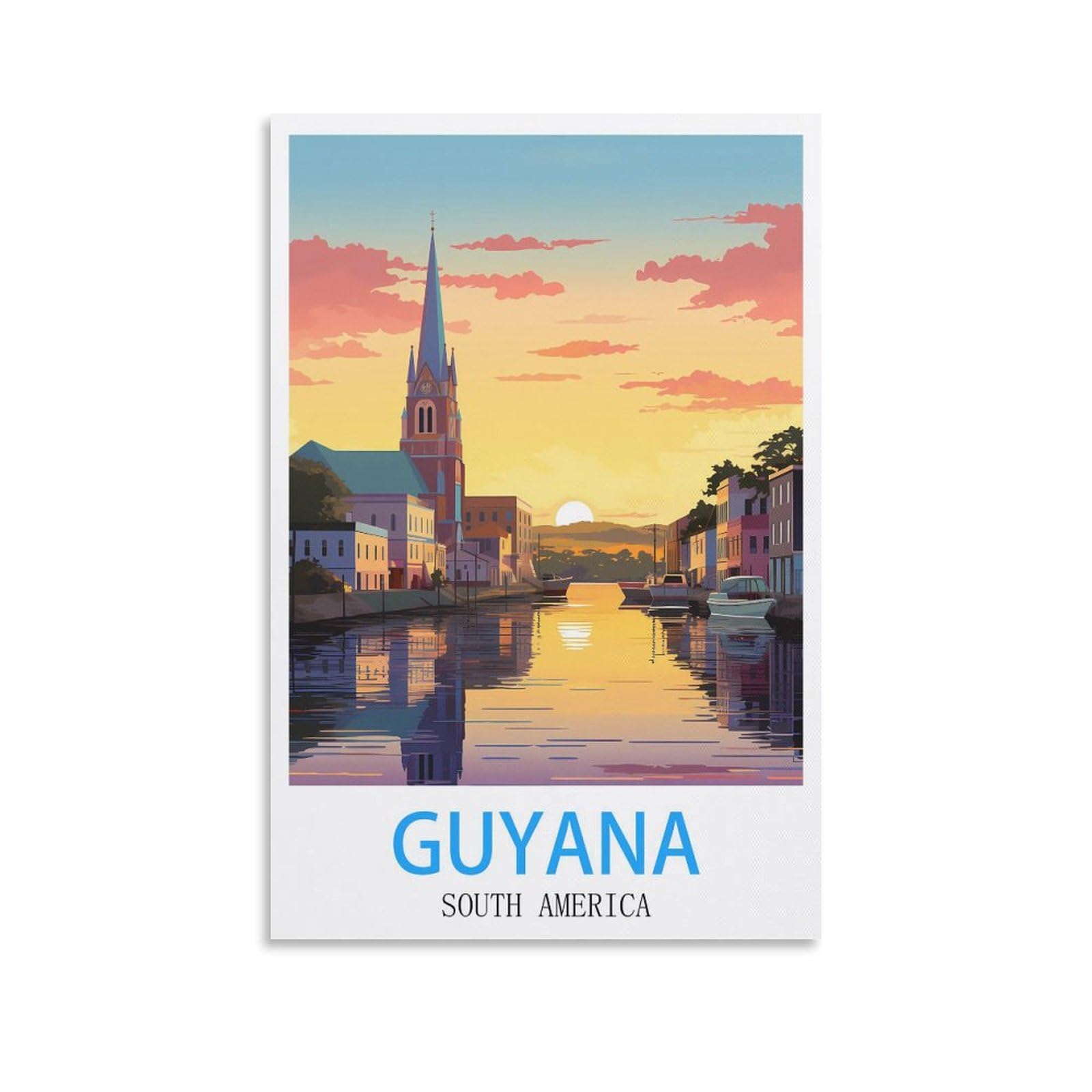 Retro Vintage Wall tin Plaque,Guyana South Americas,Art Plaque Poster Wall Decor for Home Tool Room Bar Club Restaurant Cafe 15x30cm