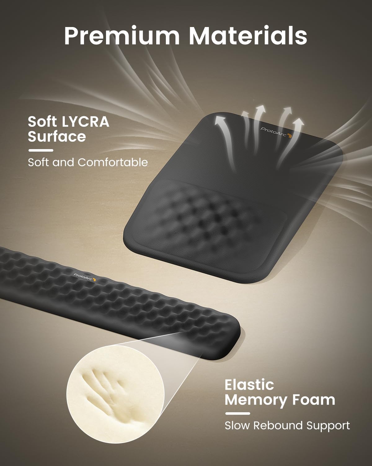 ProtoArc KMP50 Tapis de souris ergonomique avec repose-poignet et repose-poignet pour clavier d'ordinateur, design massant, surface en lycra et base antidérapante en polyuréthane pour soulager la