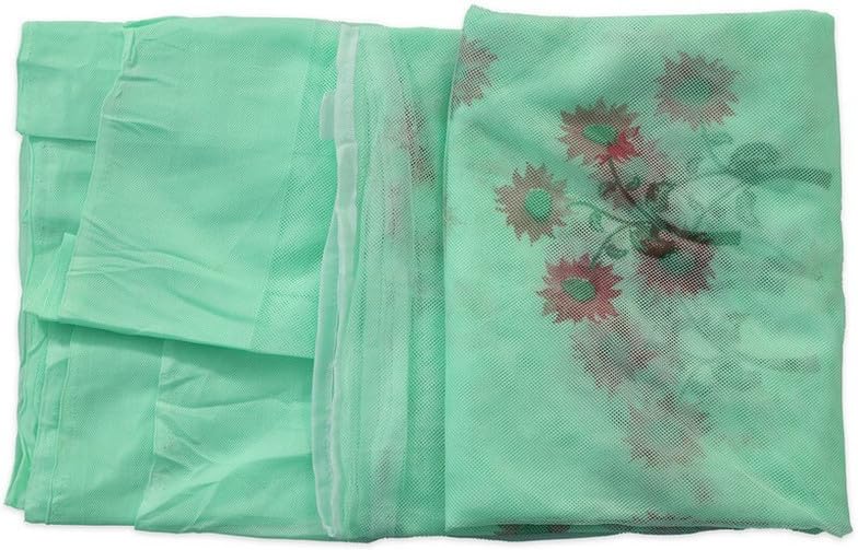 Image of Multicolor Soft Cotton Mosquito net Double Bed King Size | Pure Cotton Mosquito net (Printed-Green, 7x8)