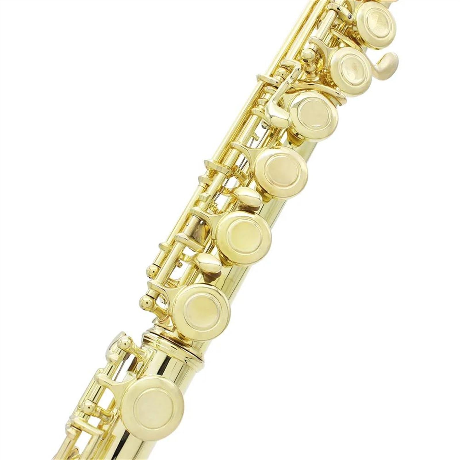 Cuerpo de tubo de cobre blanco, flauta de 16 agujeros chapada en oro, instrumentos de flauta con llave C con bolso Flauta Travesera Kit