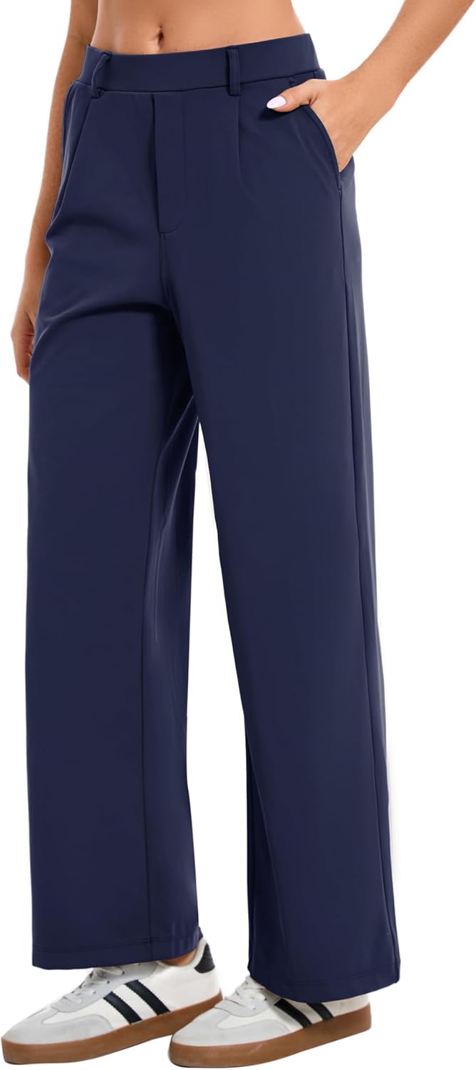 Oyamiki Women's Business Casual High Waisted Dress Pants with Pockets Wide Leg Work Pants Trousers Fashion Fall Outfits - Image 5