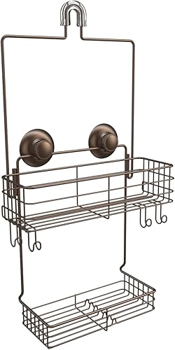 Miniatura 6 de Organizador de ducha colgante extra largo y ancho sobre el cabezal de ducha, organizador de ducha de acero inoxidable, ganchos de estante de