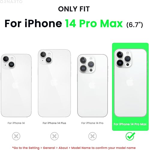 Miniatura 2 de ORNARTO Funda compatible con iPhone 14 Pro Max de 6.7, silicona líquida delgada de 3 capas cubierta completa de goma de gel suave funda protectora