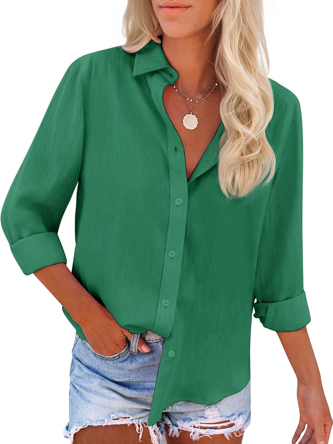 siliteelon Button Down Shirts for Women Dress Shirts Cotton Long Sleeve Collared Blouse Work Business Casual Tops