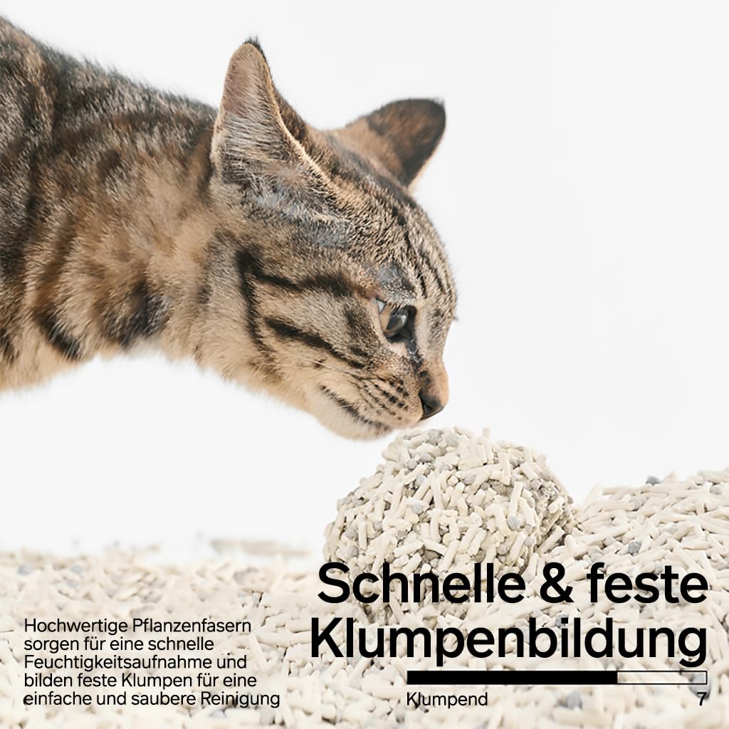 pidan Tofu Katzenstreu mit Bentonit 9,6 kg (4 Beutel) | Klumpstreu mit 70 % pflanzlichen Rohstoffen, staubarm, starke Geruchsbindung, geringe Streuverschleppung
