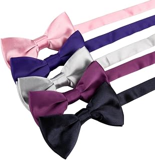 DBF1002 silk bowtie light pink,purple,silver,Dark Magenta,black Solid pink bowties for men Set By Dan Smith