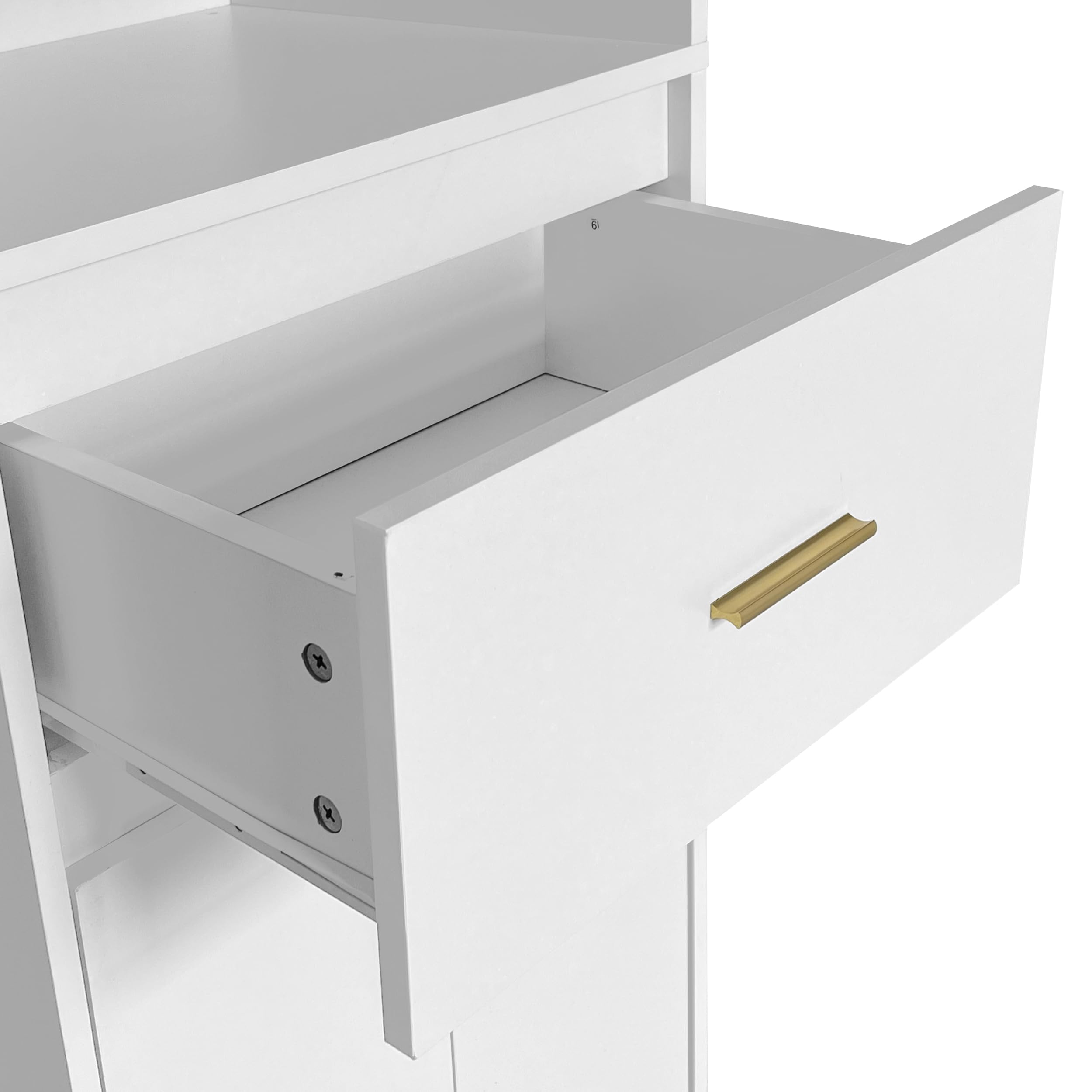 TIZZ Armadio Mobile 180×105×40 Cm Con Anta In Vetro, Illuminazione LED E Presa Elettrica – Buffet Con Ripiani Regolabili Per Cucina E Soggiorno