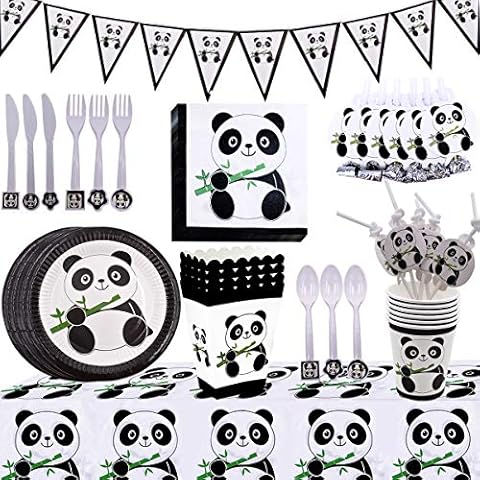 Panda Party Decorations Set, BETOY 94 Pieces Panda Paper Cake Plates and Panda Baby Napkins Birthday Party Decorations for Boys Girls and Baby Shower (Set for 10 Guests) Cover