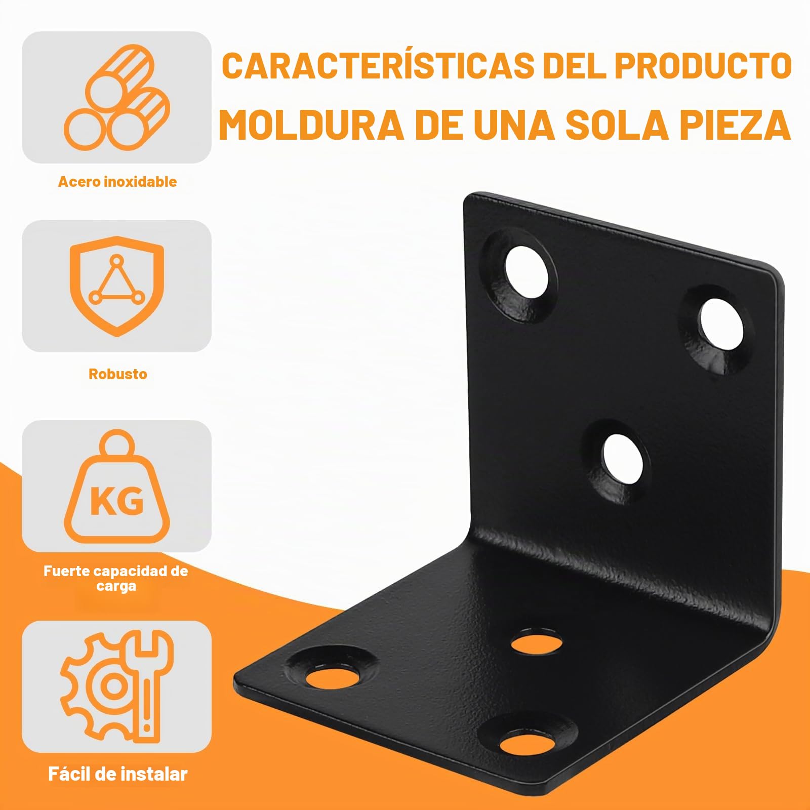 LALAGO 12pzs Soporte de Esquina Acero Inoxidable 50 x 50 x 50mm, Escuadra de Ángulo en Forma de L con 78 Tornillos, Conectores Angular de 90 Grados Negro para la Fijación y Reparación de Muebles