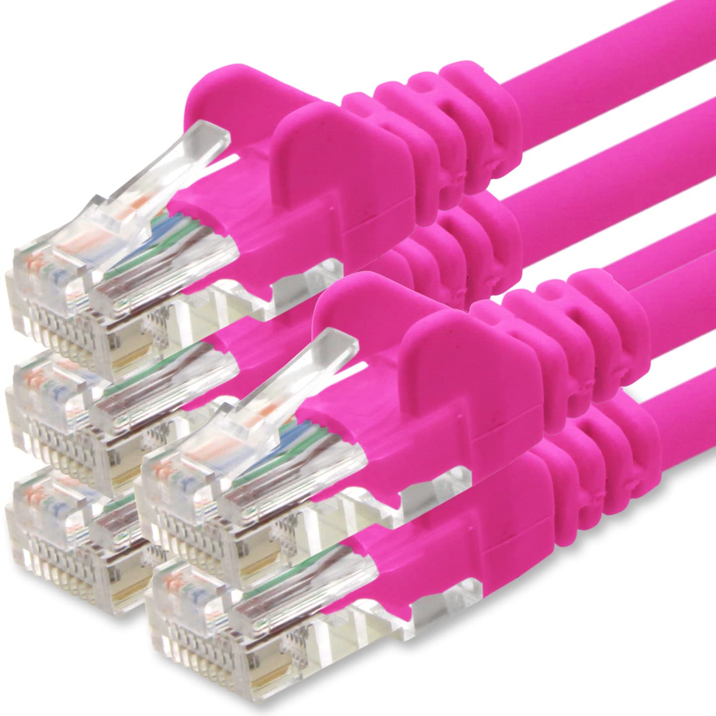 1aTTack.de Netzwerkkabel Cat.6 - Magenta - 5X - 0,25m - (Set) - CAT6 Ethernet Kabel Lankabel 1000 Mbits Patchkabel