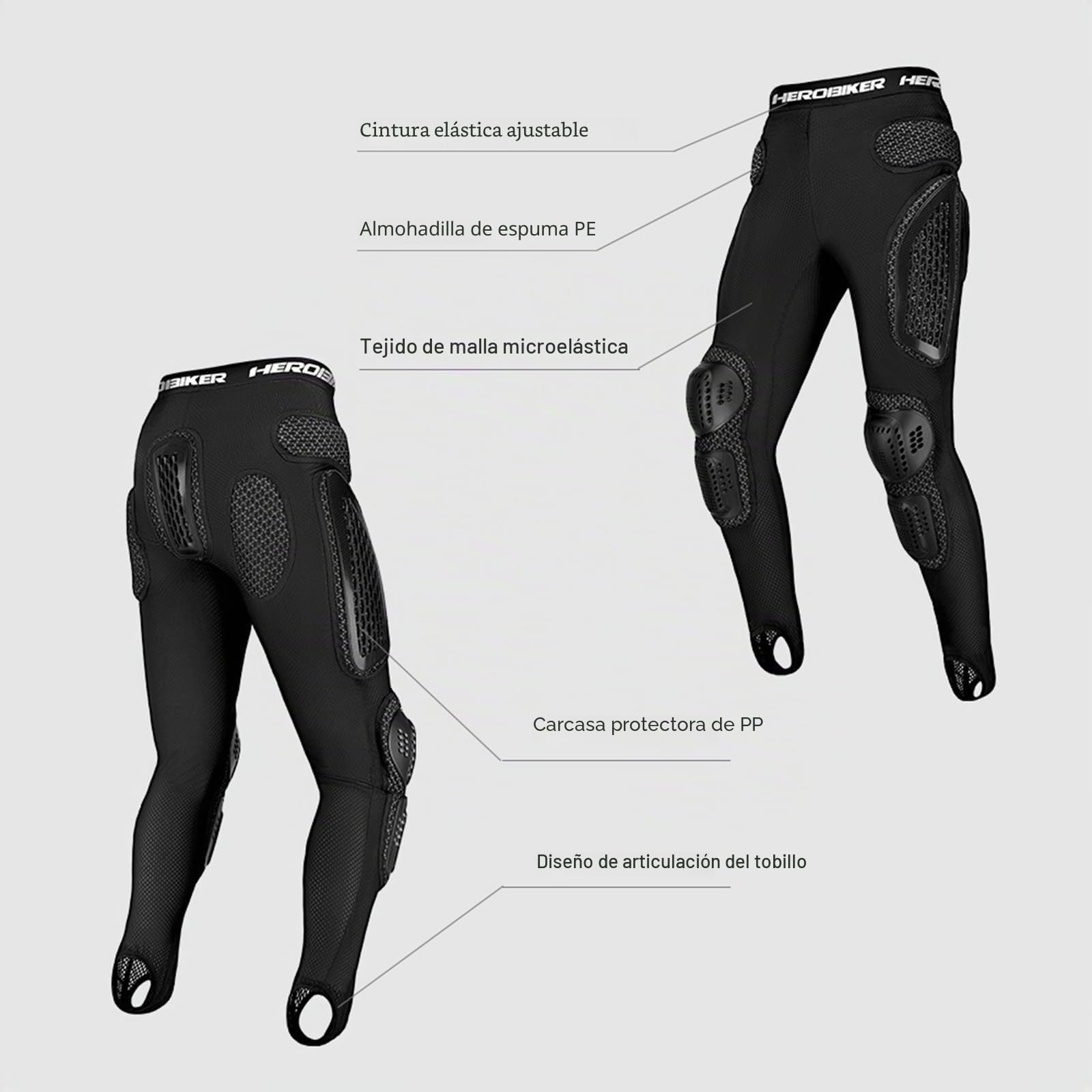 Conjunto de Armadura de Motocicleta para Hombre y Mujer con Chaqueta y Pantalones, Equipo de protección de Cuerpo Completo para Motocross, Transpirable, Resistente al Desgaste,Black-3XL