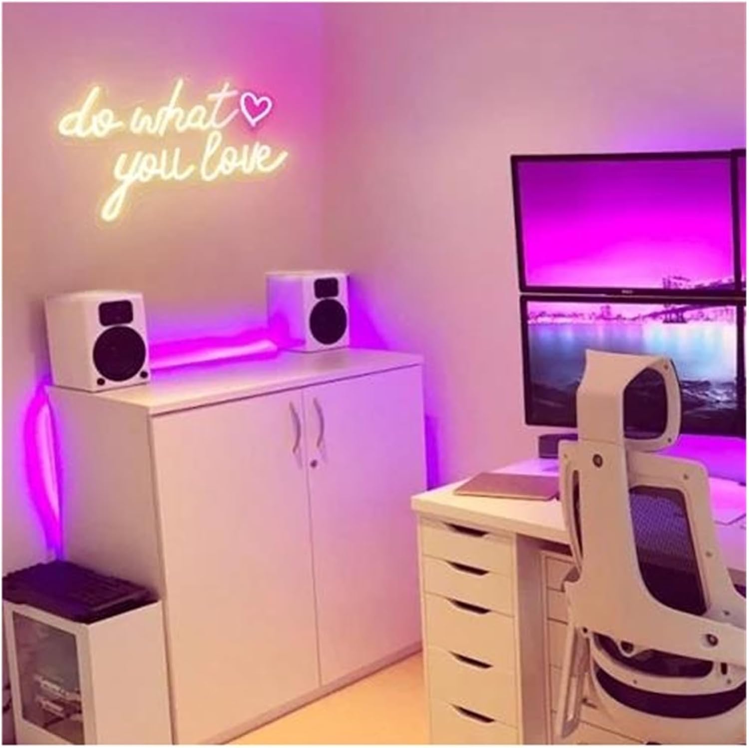 Decoraciones de neón para interiores Lámpara de neón ambiental relajante para pared, sala estar, dormitorio, cafetería y noche(A)