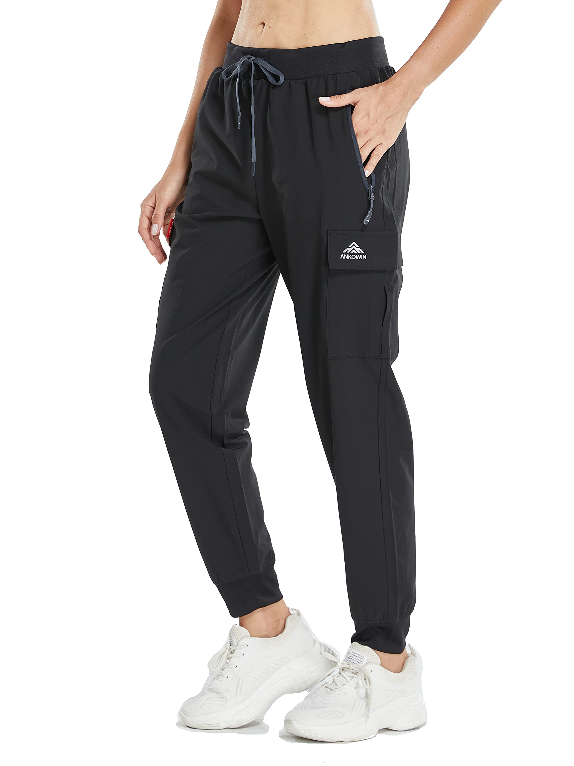 ANKOWIN Women's Recycled Cargo Hiking Drawstring Running Jogger Lightweight Quick Dry Casual Track Pants Outdoor Workout
