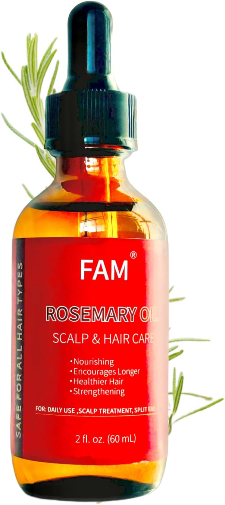 FAM Organic Rosemary Oil for Hair Growth with Mint Revive Hair Elixir, Essential Hair Strengthening Oil, Unscented Nourishing Scalp and Split Ends treatment For All Hair Types.