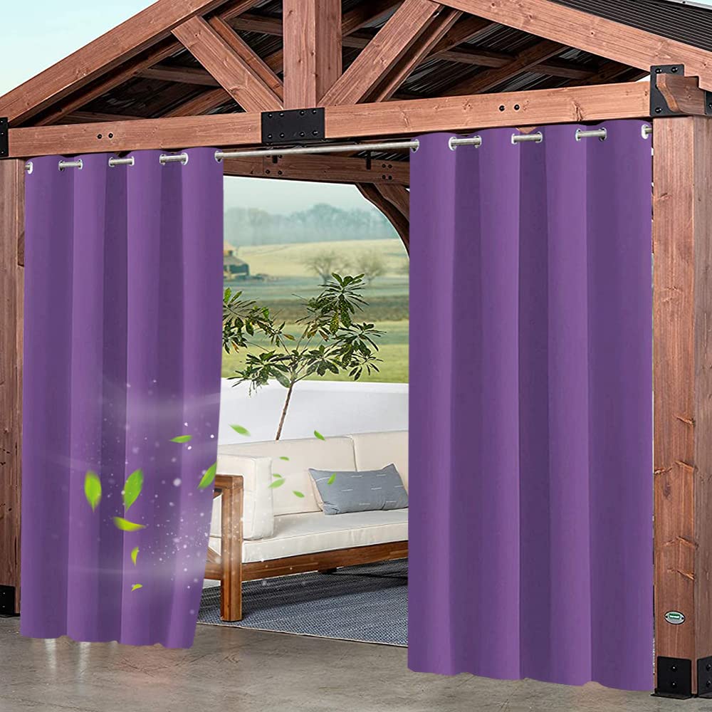 XUIAQZW Outdoor Curtains Waterproof - Exterior Privacy Curtain 150x200(BxH) cm with Grommet Top Garden Patio Gazebo Sunscreen Blackout Curtains, Set of 1 for Patio Decor Gazebo & Pergola Drapes