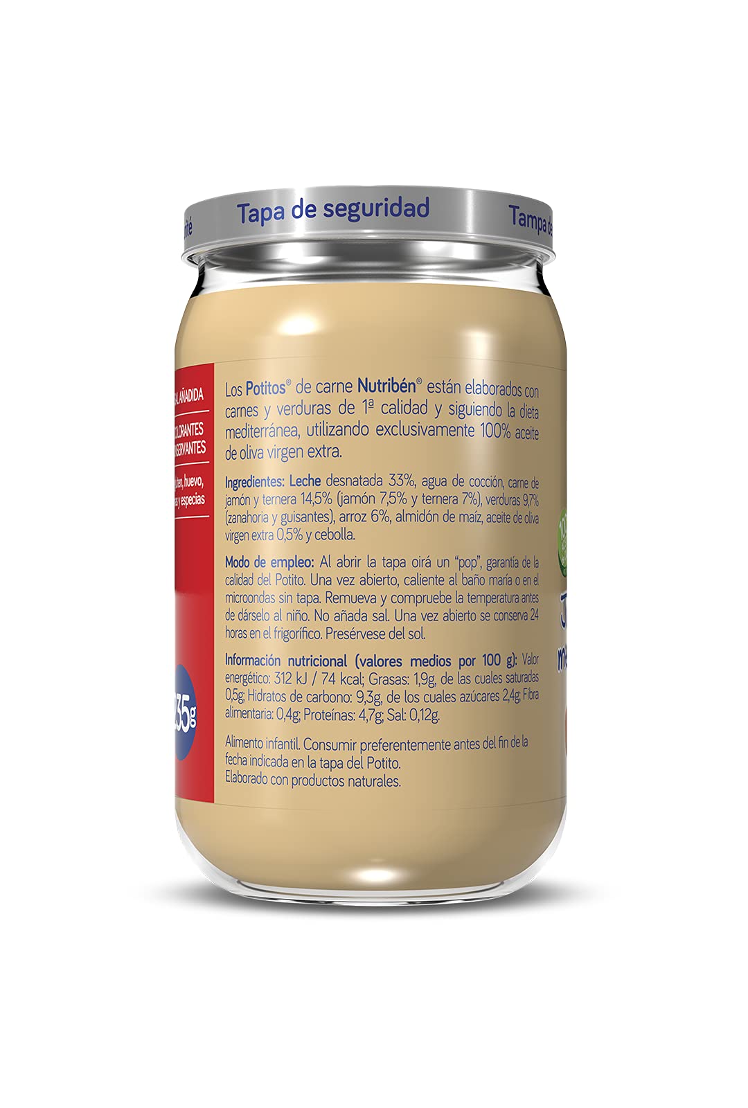 Nutribén Potitos Jamón Ternera Verduras 6 Meses Pack 6 x 235gr