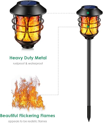 Vista 2 de TomCare Solar Outdoor Lights Metal Flickering Flame Torches Waterproof Heavy Duty Pathway Landscape Lighting Dusk to Dawn Auto On/Off for Garden