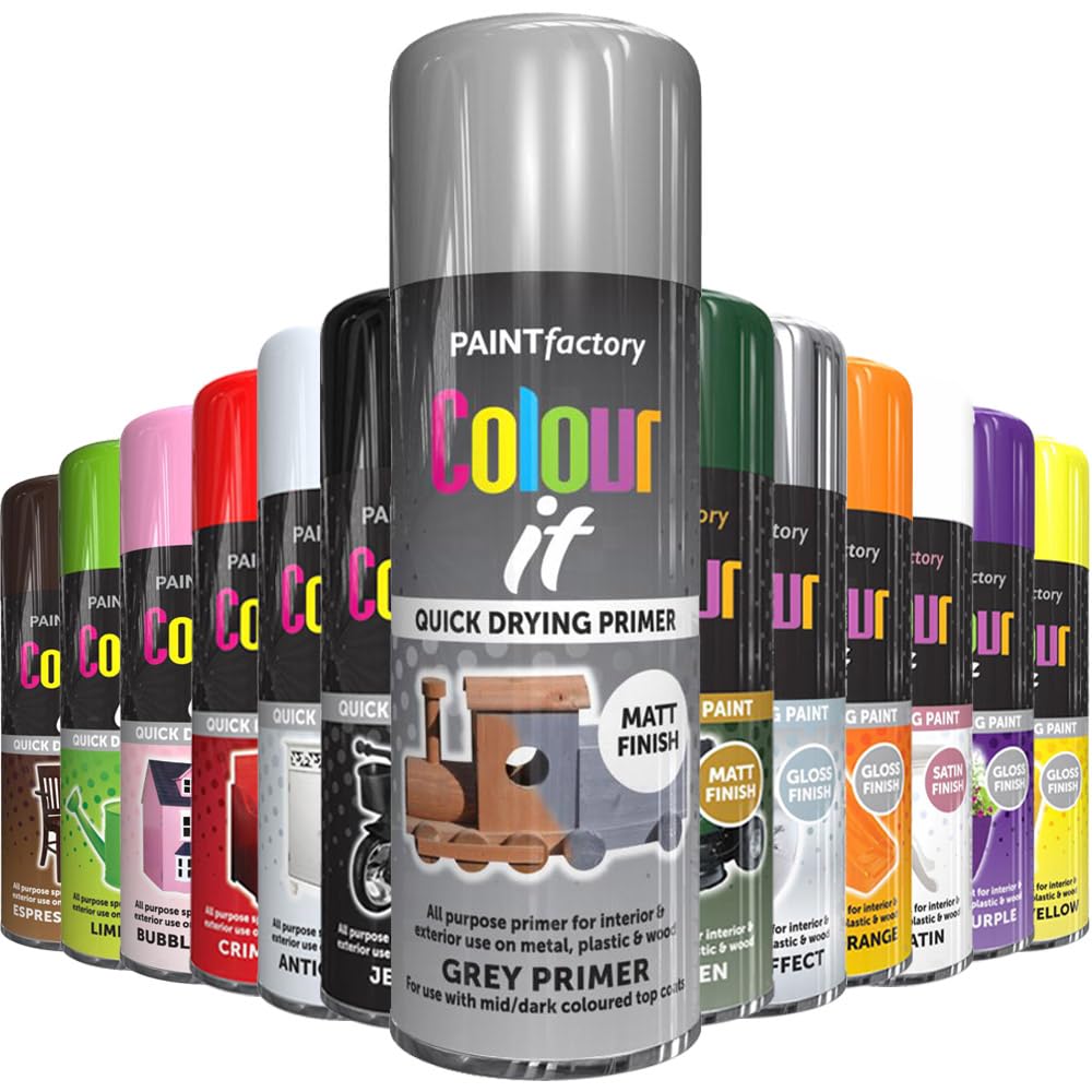 Alezyb Grey Primer - 400Ml All Purpose Spray Paint | Use On Metal, Wood, Plastic And Multipurpose Aerosol Professional Quality Perfect Finish, For Interior Exterior And Excellent Coverage