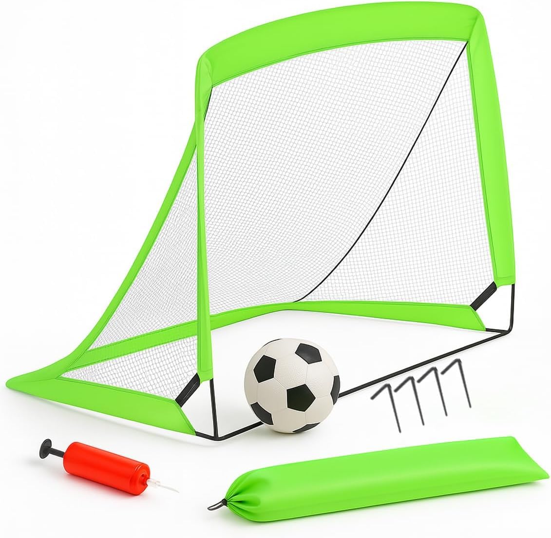Toyana Kids Pop Up Football Goal Post Set with Foldable Soccer Net, Ball & Pump Included, Portable Outdoor Garden Sports Training Toy, Easy Setup Practice Game for Backyard Play, Fun Gift