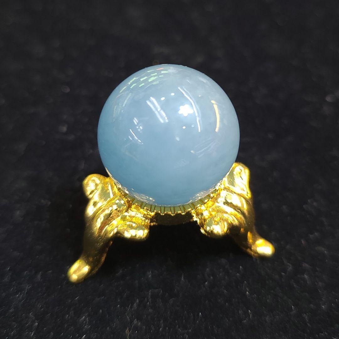 アクアマリン スヒィア 丸玉 台座付き