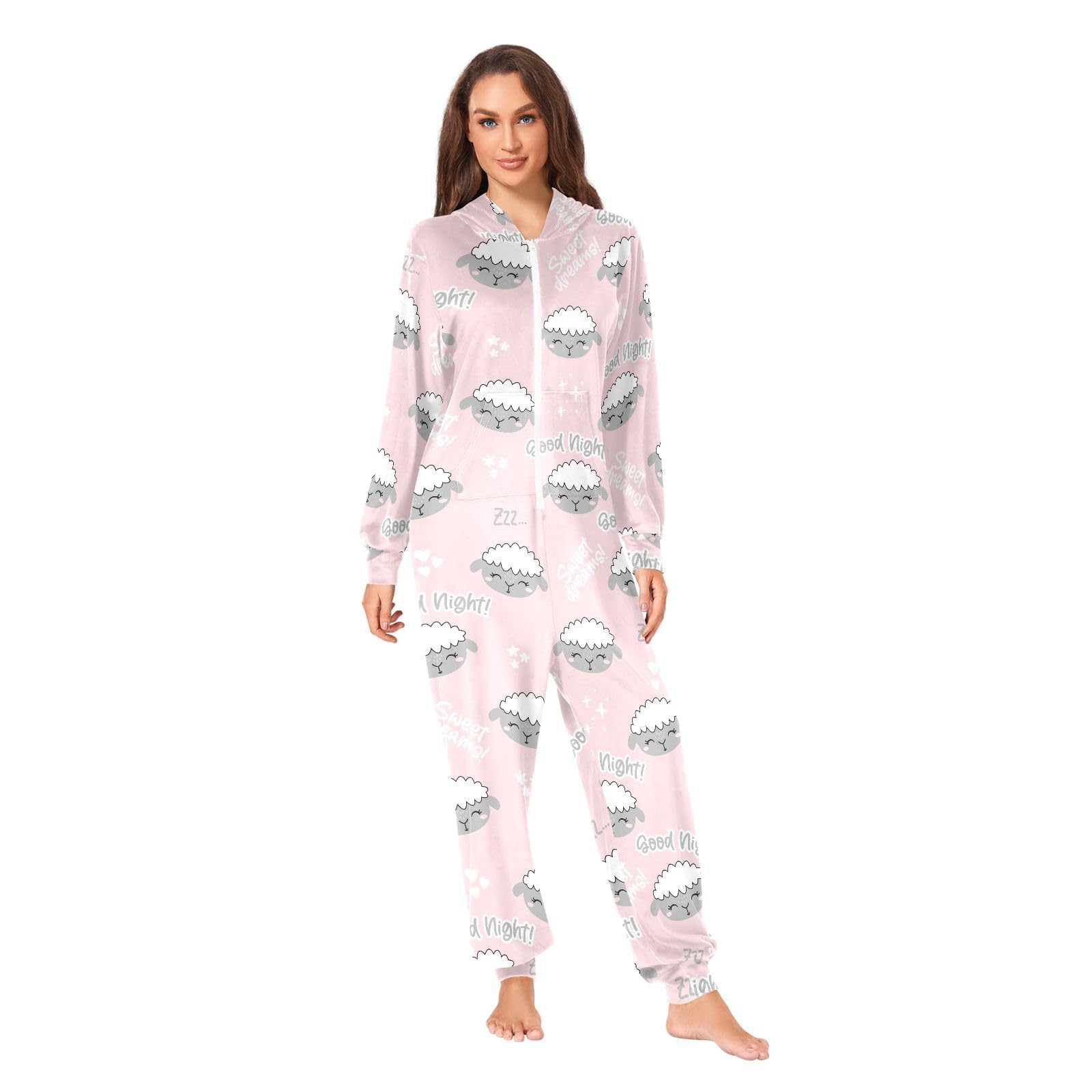 junzan Lamb Sheep Onesie Dorośli Onesie Piżama dla Kobiet Mężczyzn Kostium Z Kapturem Bielizna Nocna