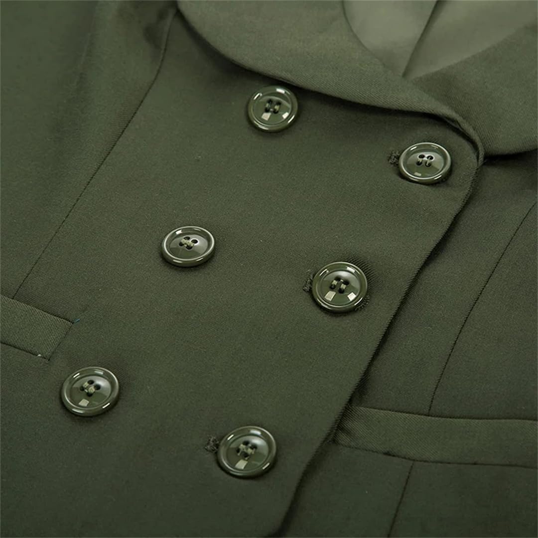 Chaleco para mujer, cuello de solapa, doble botonadura, elegante, chaleco de negocios, oficina, ropa de trabajo formal