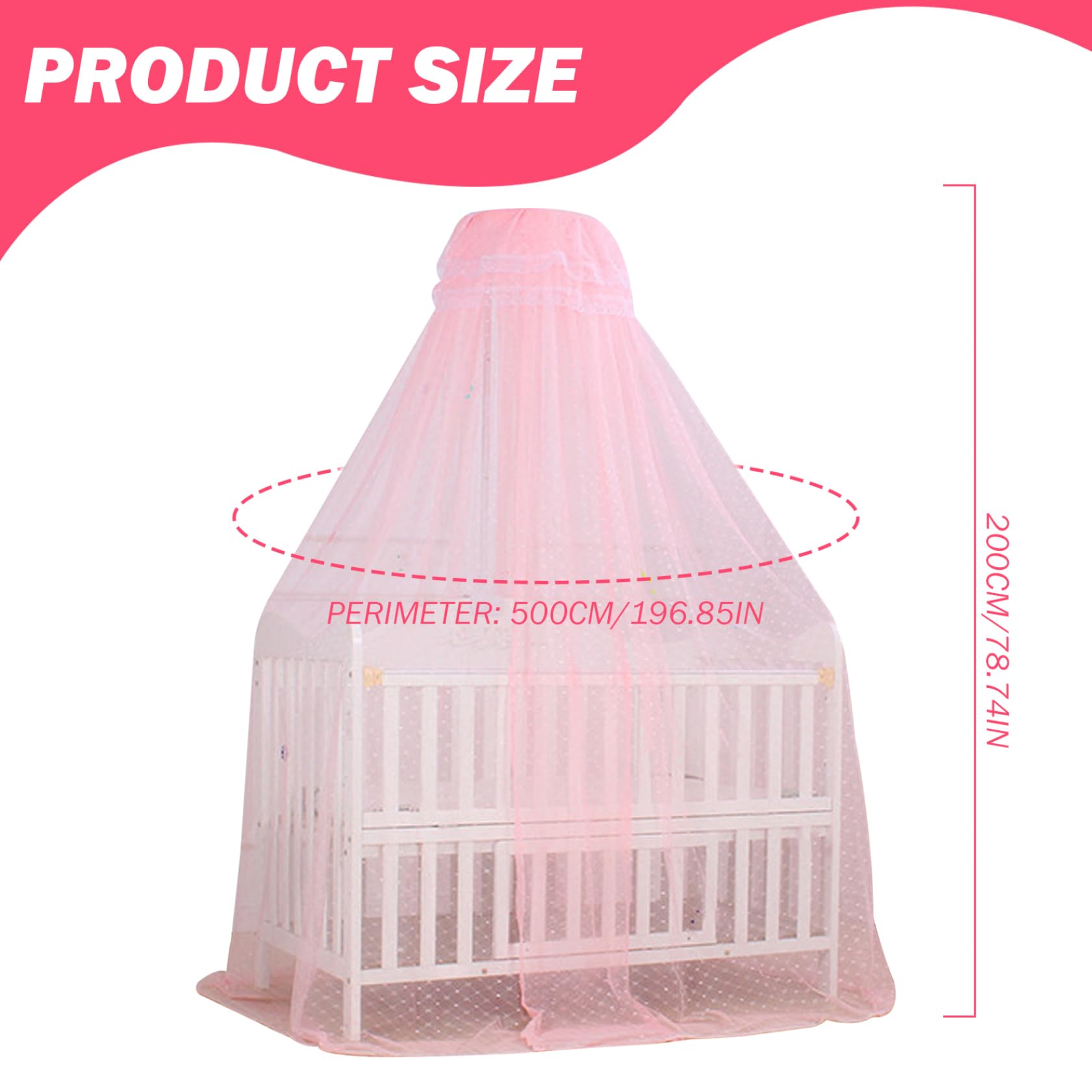 Baby Bed Canopy Adjustable Height Encrypted Mesh Bed Canopy Breathable Skin-Friendly Curtains for Toddler Bedroom Decor Accessories