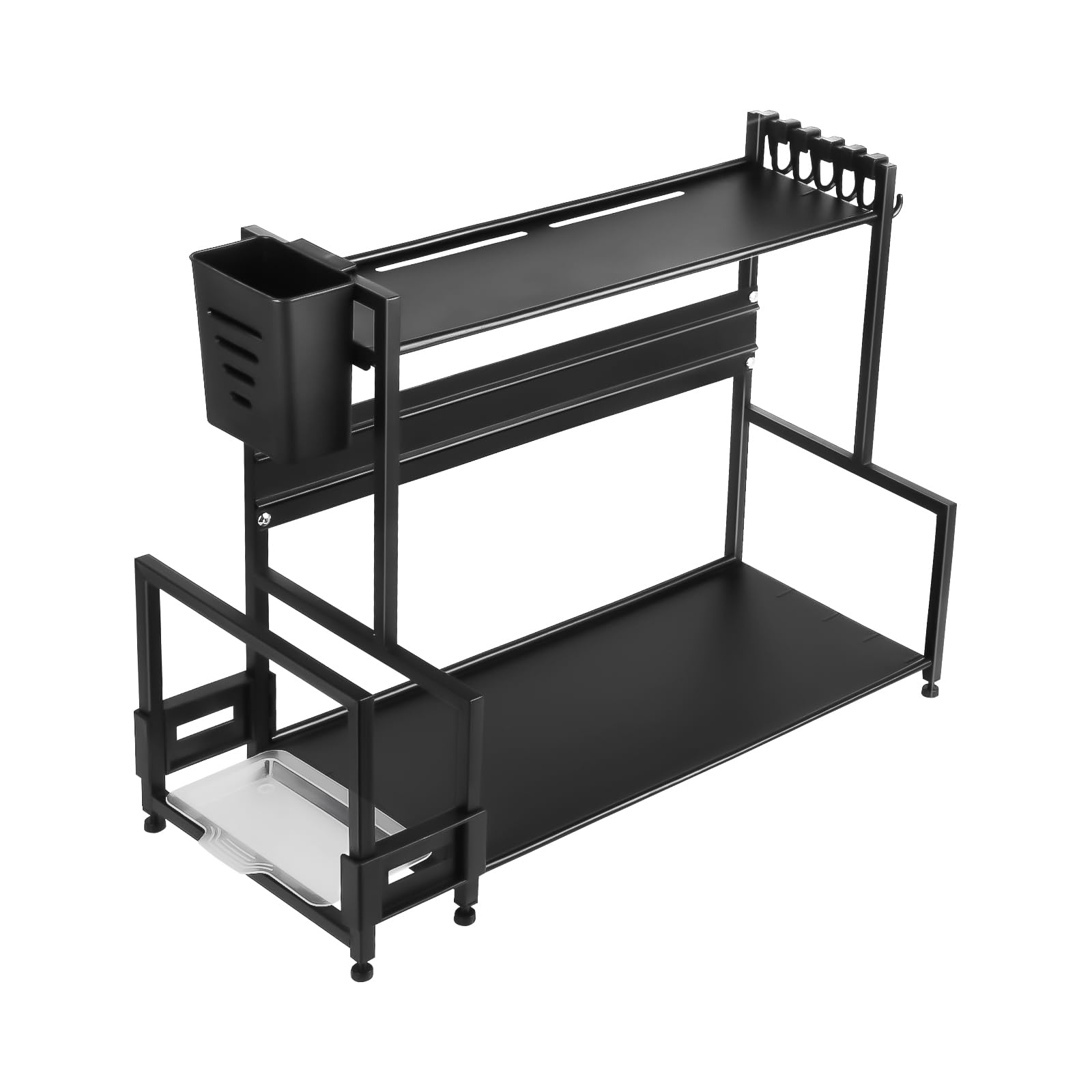 Scaffale da cucina a 2 ripiani in metallo scorrevole, 48 x 21 x 36 cm, doppio strato per risparmiare spazio