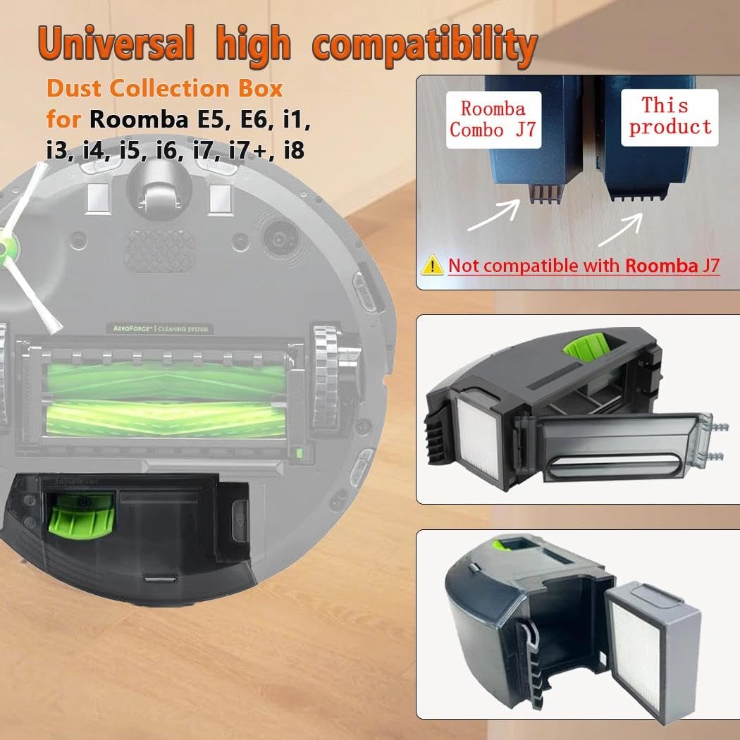 rameng Cestino per Roomba I&E Serie, Contenitore per la Polvere per Robot iRobot Roomba E5 E6 i1 i3 i4 i5 i6 i7/i7+/i8, Ricambio del Contenitore per Polvere per Roomba E5 E6 i1 i3 i4 i5 i6 i7/i7+/i8