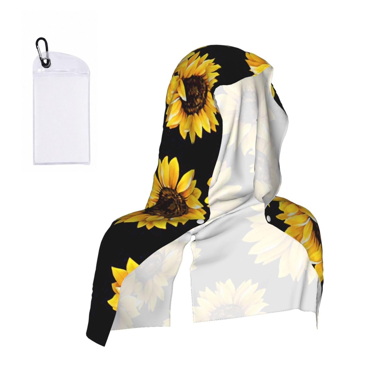 Sunflower.. Print Cooling Hooded Sports Towel, 30×60cm Quick Drying Summer Cool Head Wrap For Neck And Face