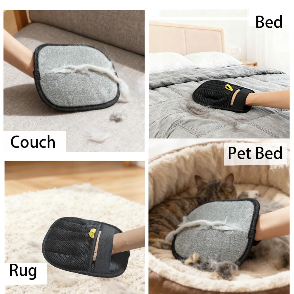 Pet Hair Remover Glove for Dogs & Cats, Thickened Electrostatic Pet Hair Removal Mitt for Couch, Bedding, Carpet & Car Interior, Reusable Furniture Pet Hair Removal Tool for Laundry - image 6