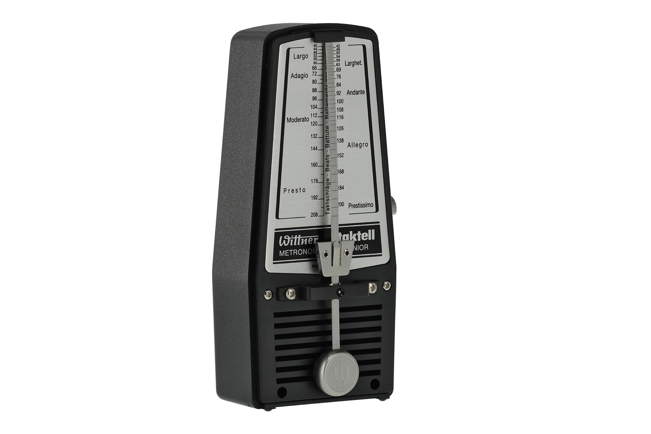 Wittner Metronom Taktell Junior Serie 820 - Kunststoffgehäuse - Ohne Glocke - Schwarz - Mechanisch zum Aufziehen - Keine Batterien erforderlich - Made in Germany