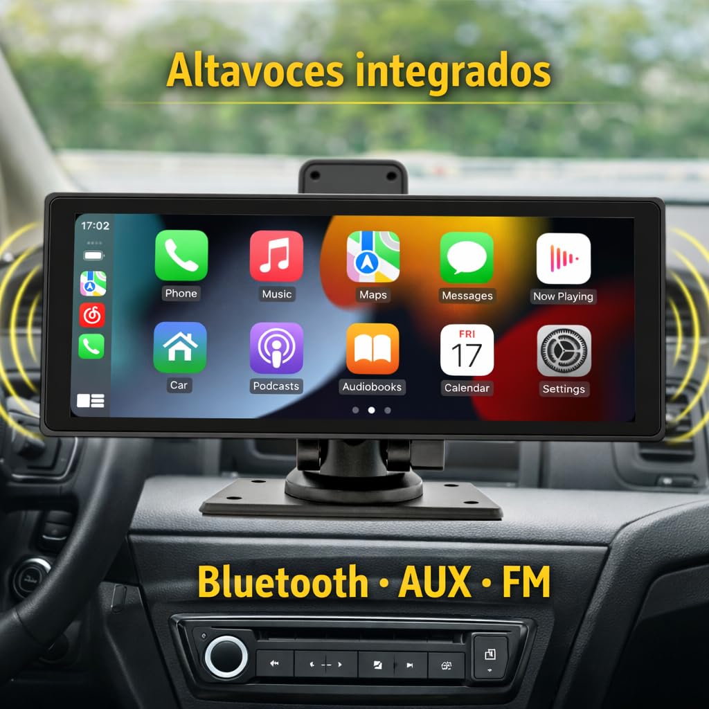 Belson B 5303R Sistema Multimedia 10” IPS con Compatible CarPlay & Android Auto, Proyección Inalámbrica, DVR 1080P/2K/4K, WiFi Video, FM, Bluetooth, AUX, USB C