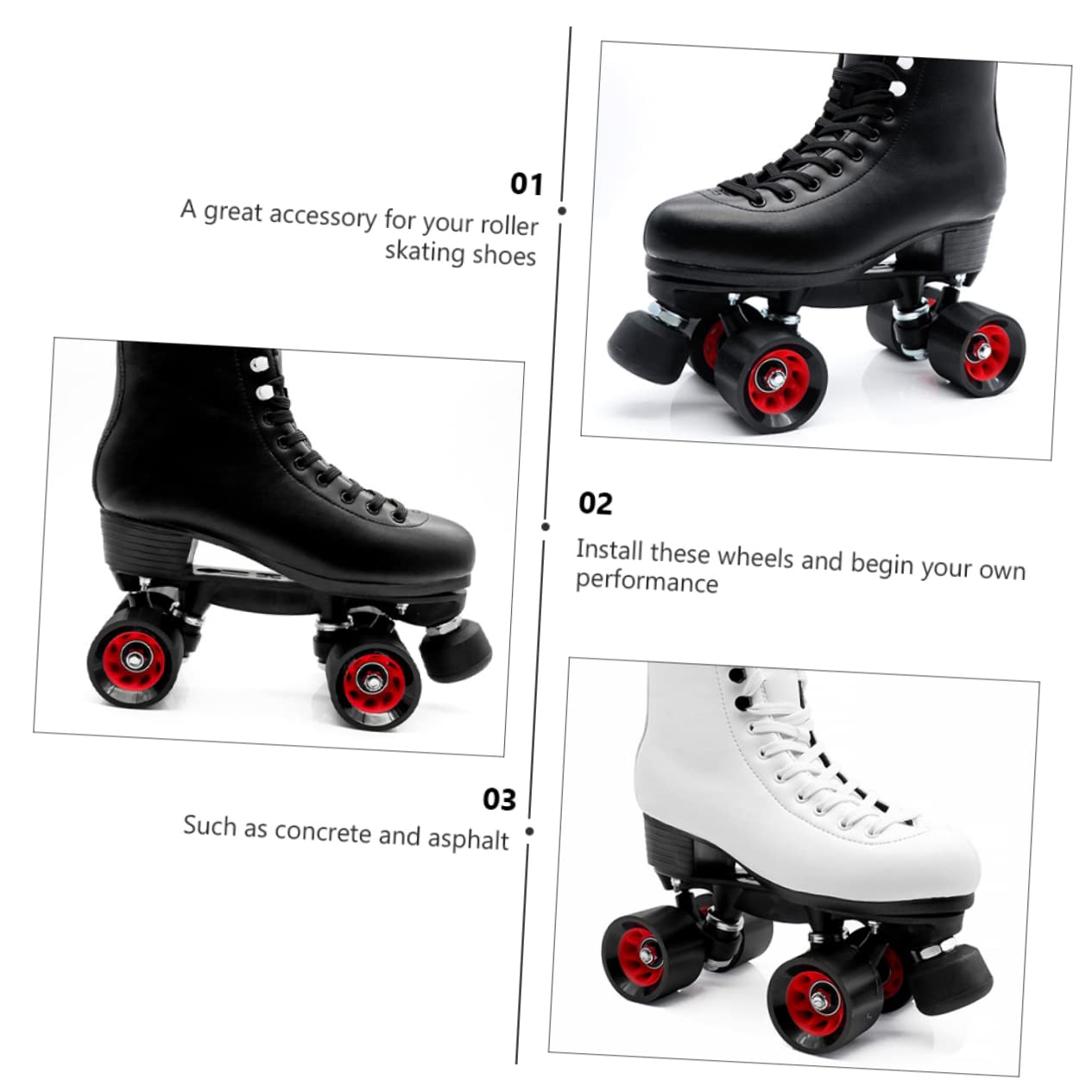 Milisten 1Set Double Row Roller Skates Wheels PU Material Suitable for Artistic Recreational Skating Eye Catching Design for Night Use Roller Wheel