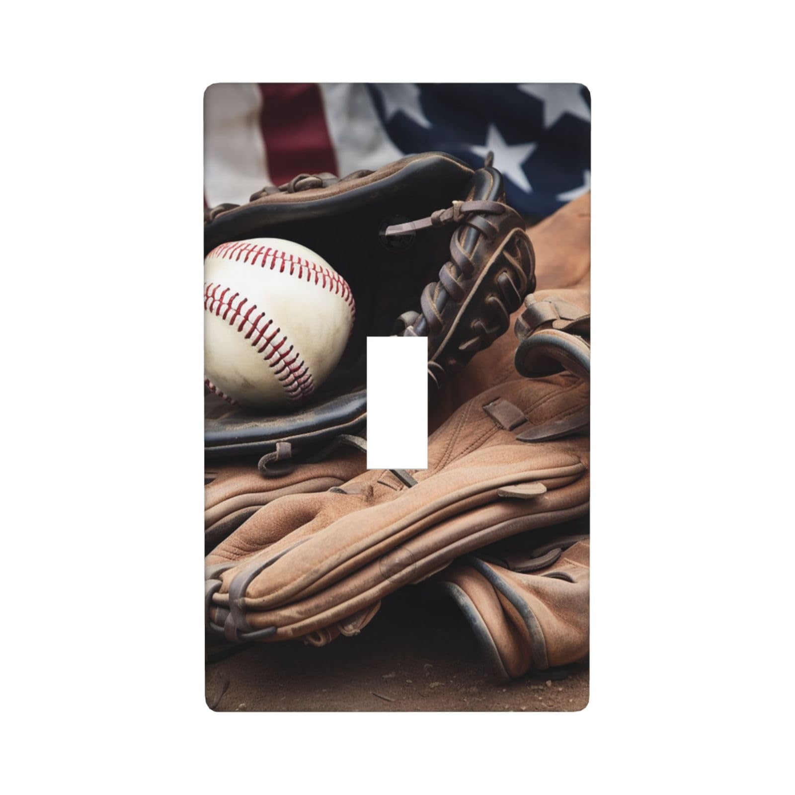 1-Gang Decorator Wall Plate Baseball Equipment Light Switch Cover Single Toggle Receptacle Outlet Wall Plate 4.5" x 2.8" Wallplate Unbreakable Polycarbonate Outlet Faceplates Covers