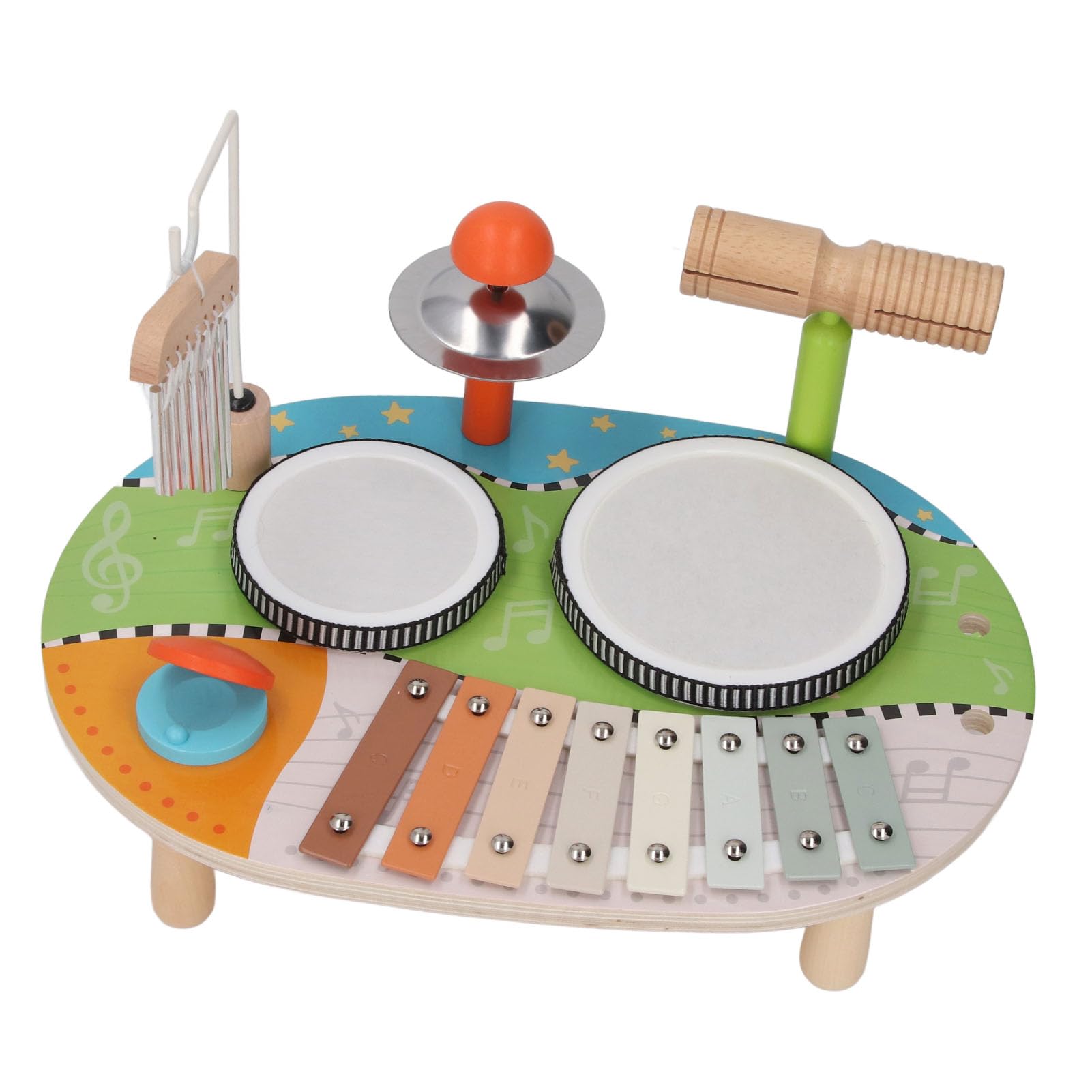 Juego de batería para niños, tambor multifuncional y carillón de viento, instrumento de percusión, explicación musical, juguete de educación temprana para niños