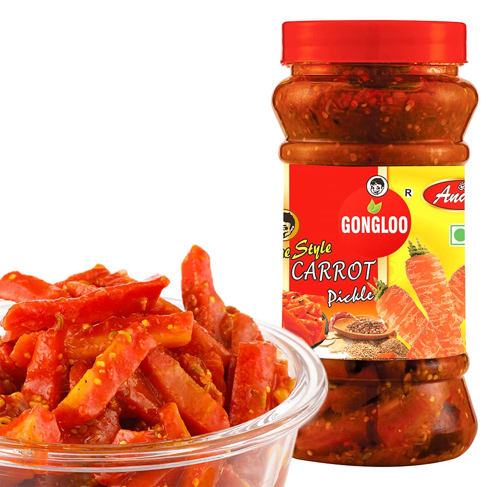 Gongloo Home Style Carrot Pickle,Natural Ingredients,Less Mustard Oil (400 Grams) Carrot Pickle