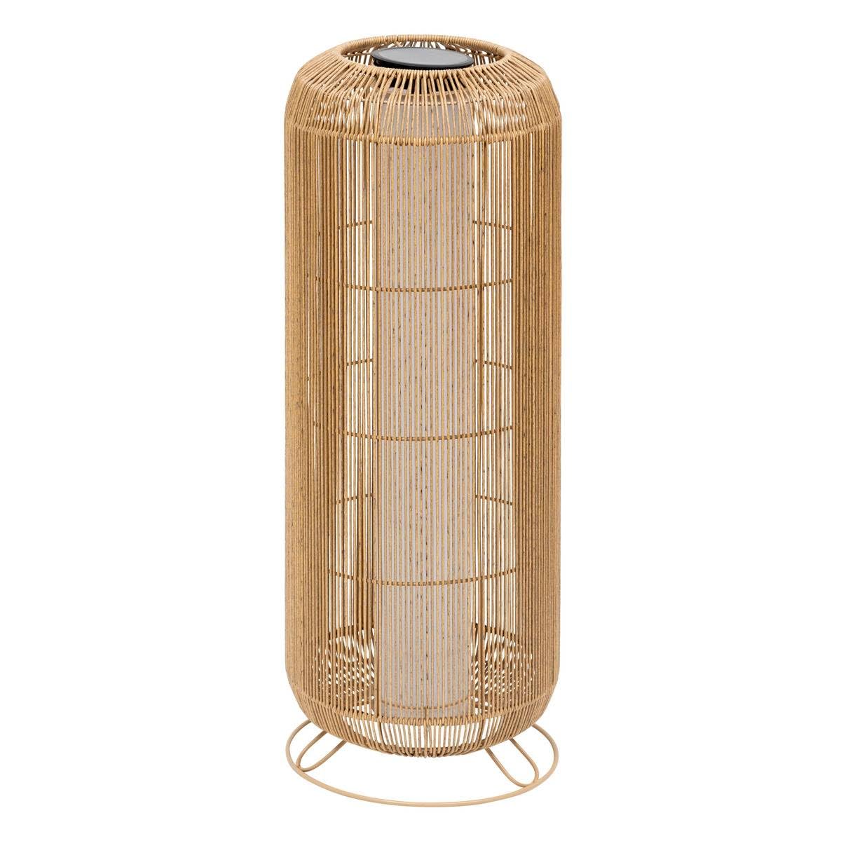 Atmosphera - Lampadaire d'Extérieur Solaire Loise Beige H 78 cm, Résine Effet Rotin Tressé, Rechargeable USB - Pour Jardin, Terrasse, Balcon