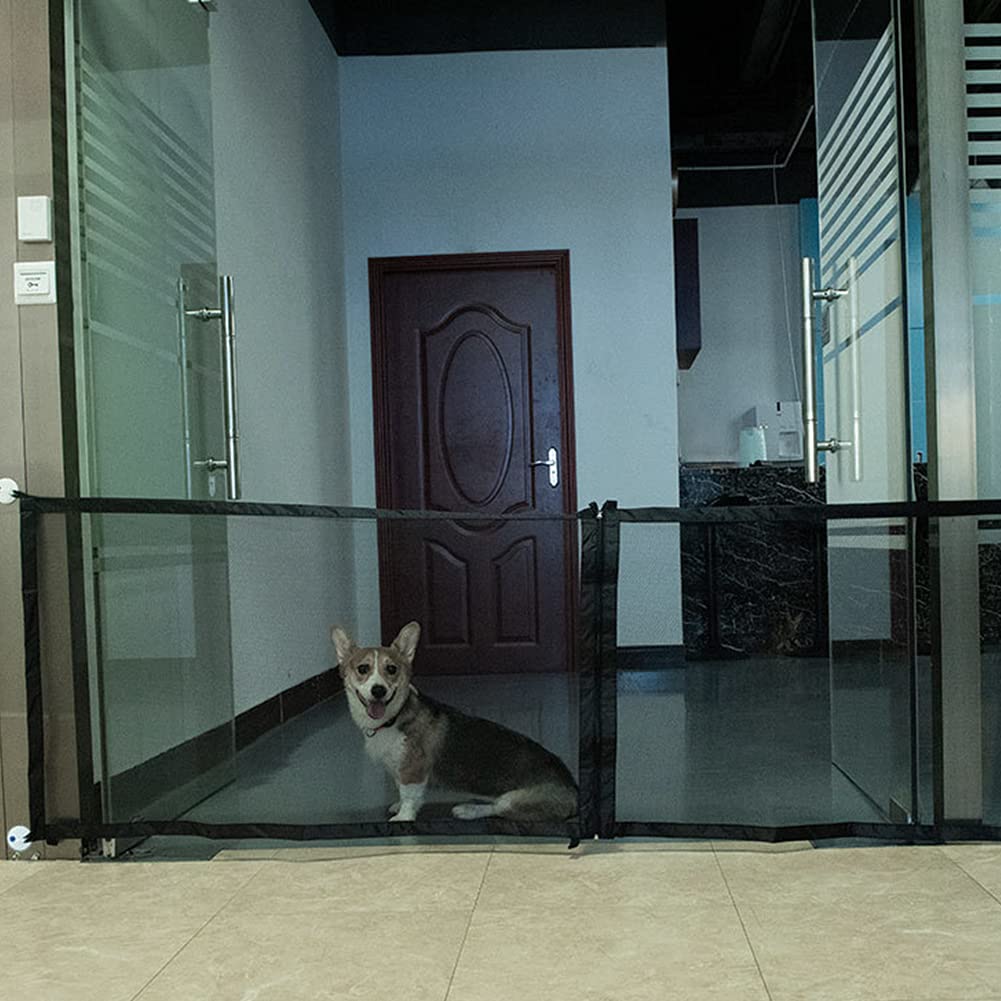 Puerta mágica para perros, puerta mágica para mascotas, valla plegable de malla portátil, mantiene a tu bebé y mascotas lejos de la cocina y al aire libre (tamaño: 82.7 x 28.2 pulgadas) 7