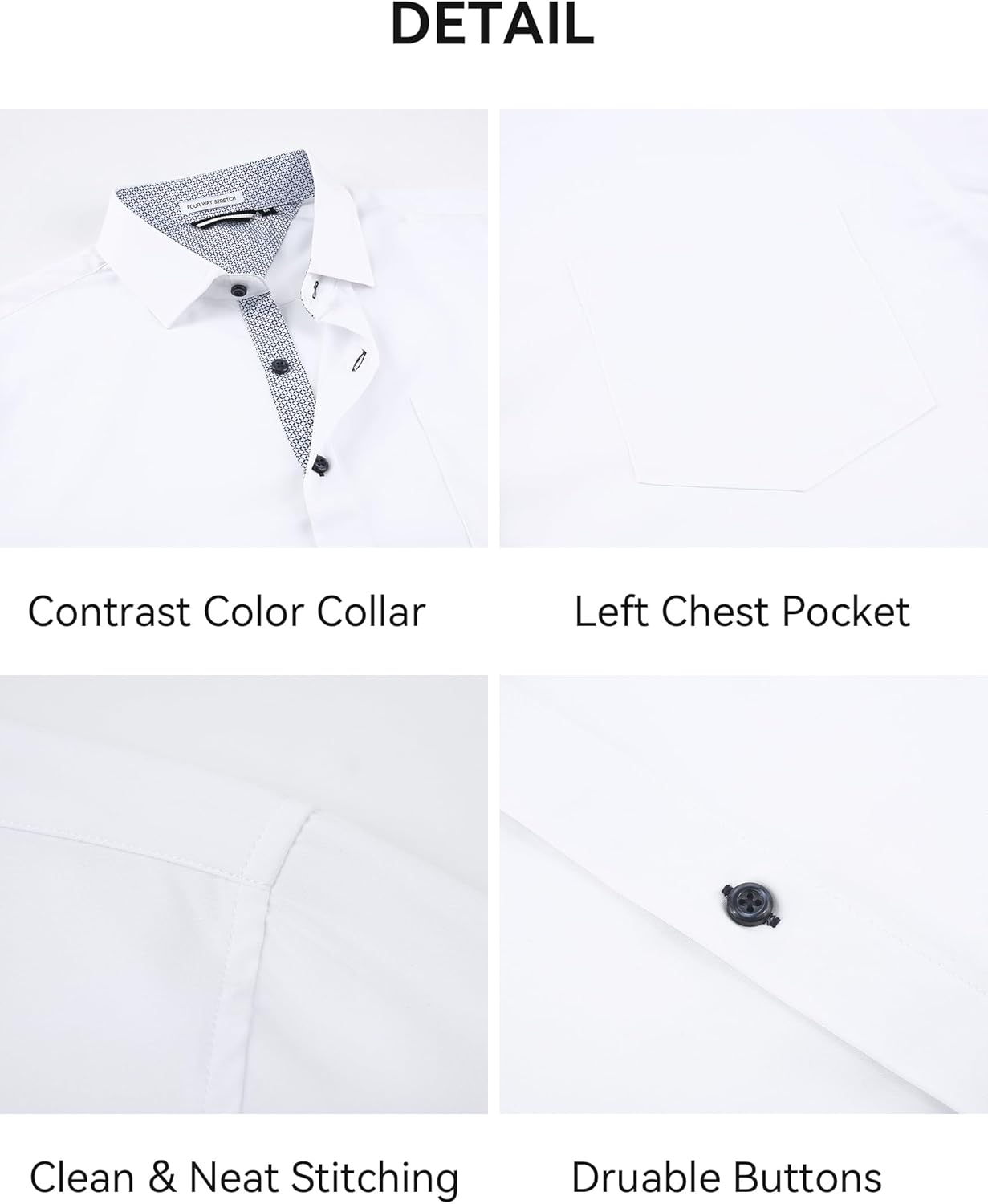 Esabel.C Mens Short Sleeve Dress Shirts 4-Way Stretch Regular Fit Stretch Wrinkle-Free Casual Button Down Shirts - Image 4