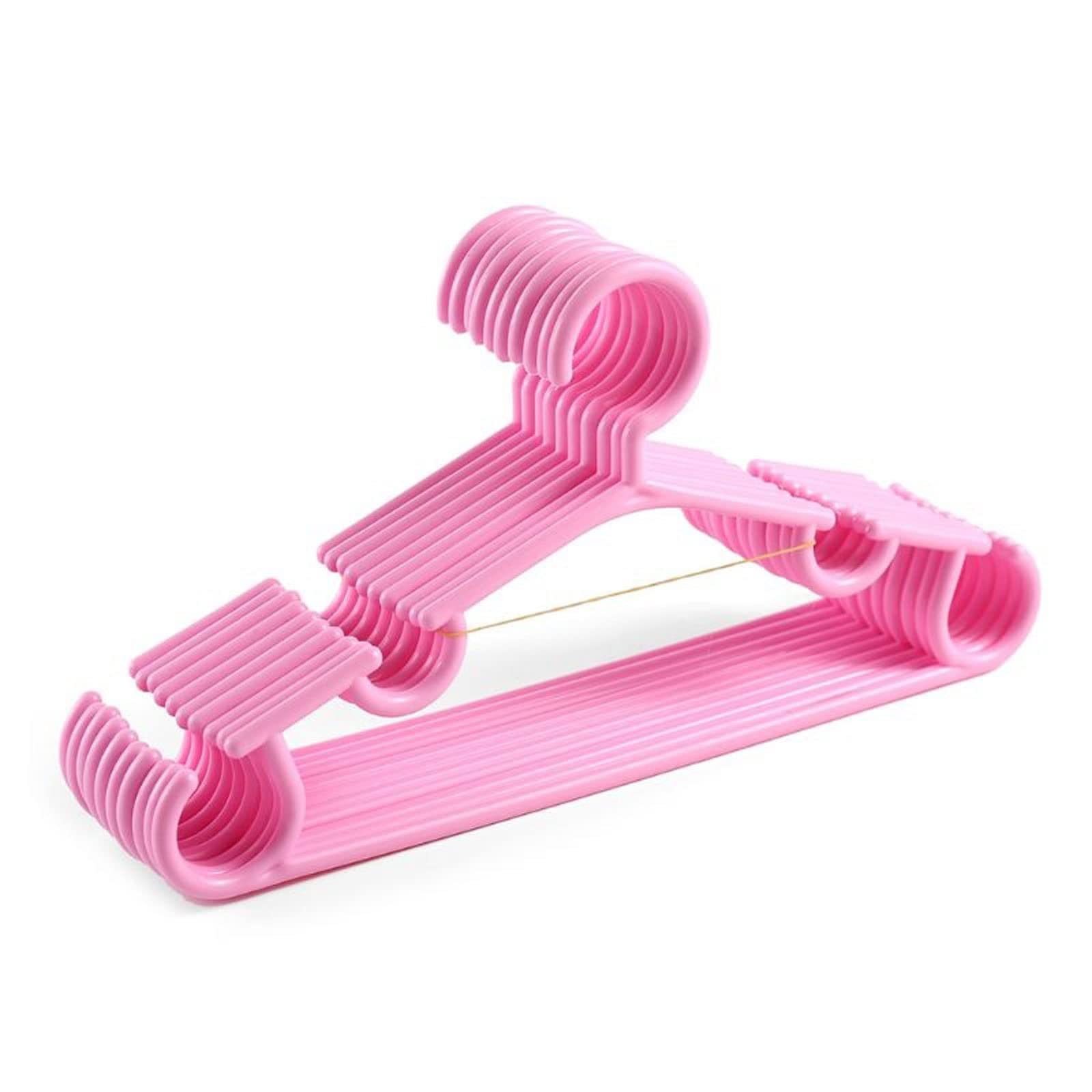 JINGYAN Standard Hangers Genuine Plastic Portable Hanger Coat Hook Clothing Storage Rack(Pink)