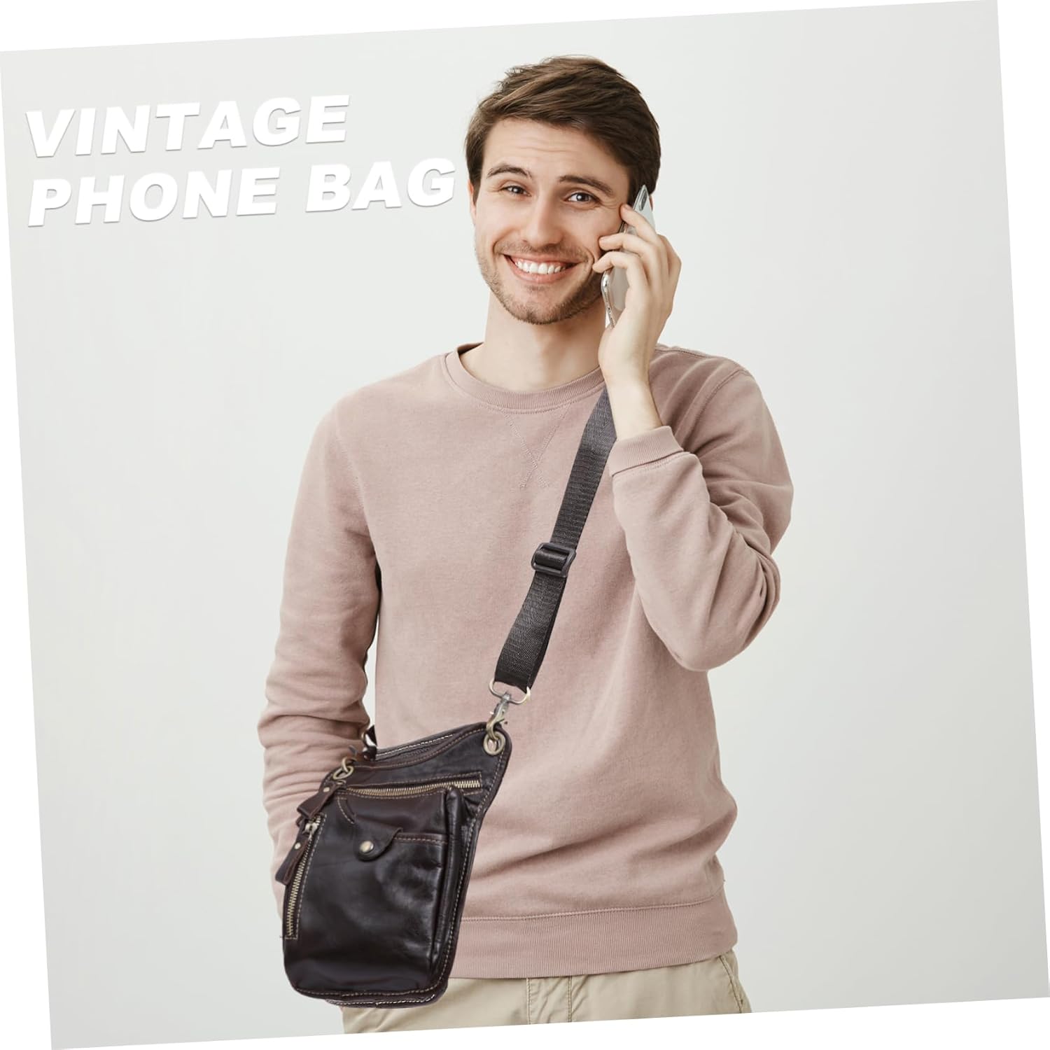 Men's Vintage Pu Phone Bag Multi-purpose Cycling Waist Leg Pack for Outdoor Sports for Travel Hiking Fits Phones Wallets