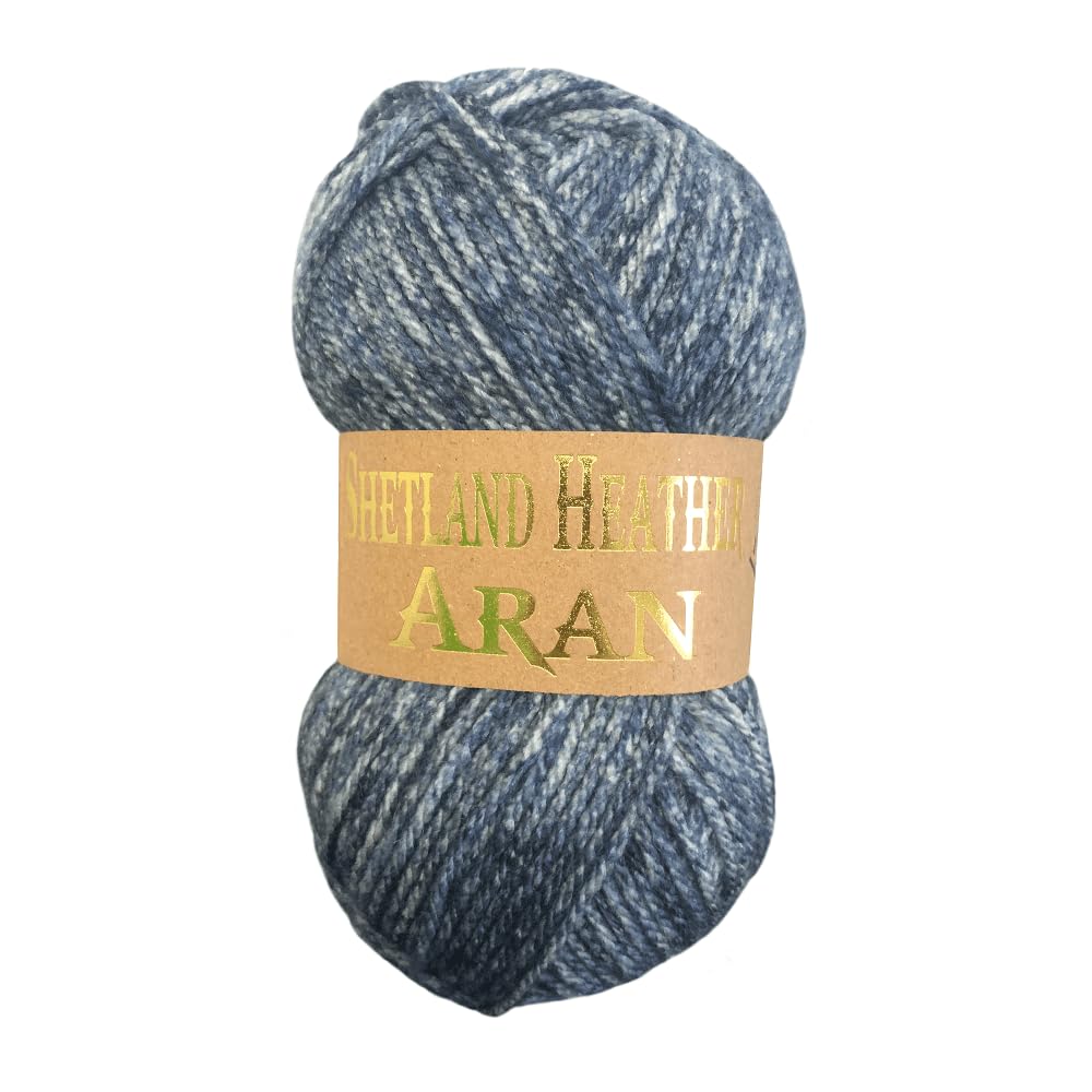 WoolCraft Shetland Heather Aran Knitting & Crochet Yarn, Great Value Yarn Available in 15 Tweed Effect Aran Colours, 75% Acrylic & 25% Wool, 200 Metres, 100g Balls, Pack of 3, Cloudy Bay — image 1