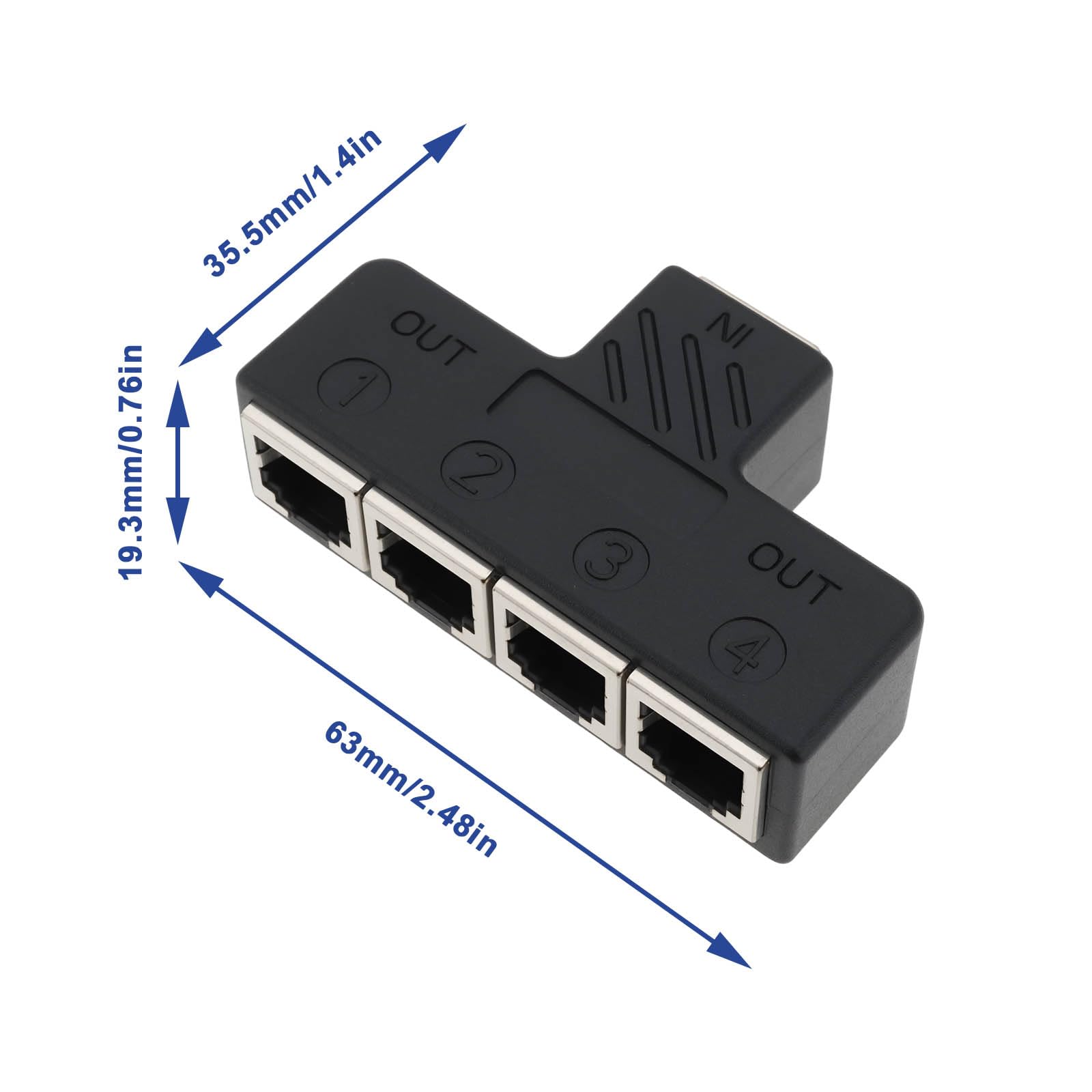 Acoplador Telefónico en Línea RJ11 Hembra A 4 Hembras 6P6C para Dispositivo de Fax Fijo (1 A 4) — view 4