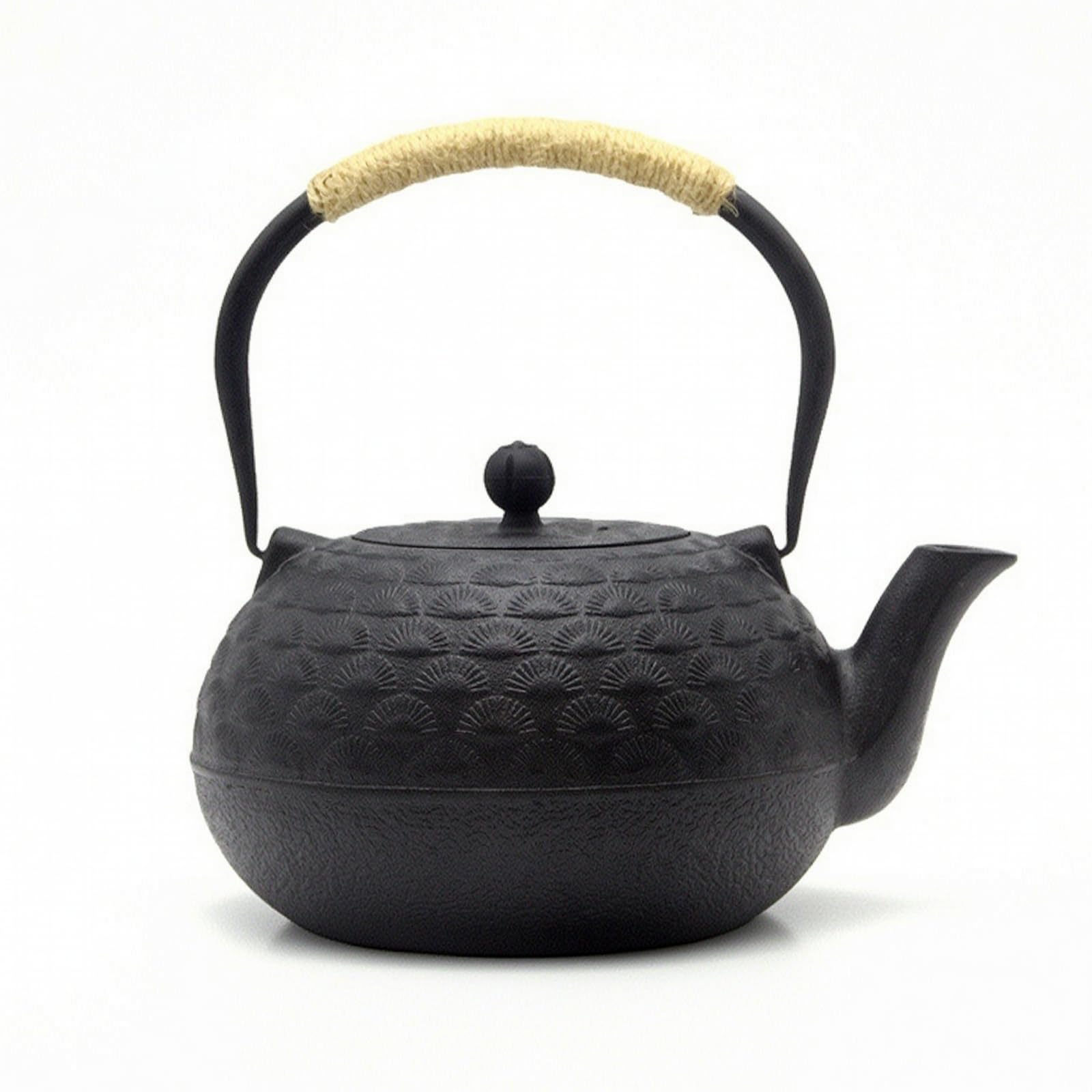 rockible Tetera Hierro Fundido Resistente Al Desgaste Tetera con Tapa Cómodo Vajilla para Aficionados Al Té Té, Invitados, Array, Negro, Con Filtro, Con Cuerda De Cáñamo