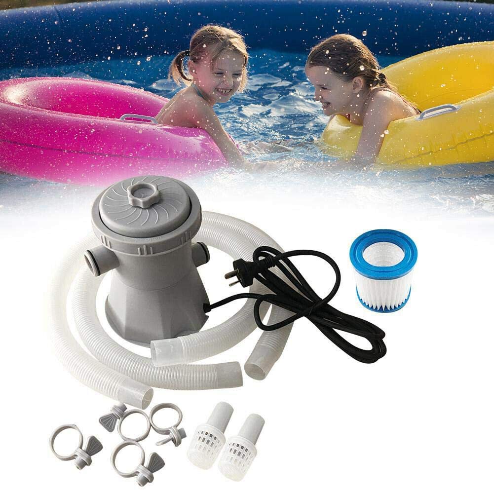 Kit de bomba de filtro de piscina de 220 V con elemento de filtro, bomba de piscina eléctrica de 330 galones herramienta de limpieza de agua en circulación adecuada para circulación de agua caliente